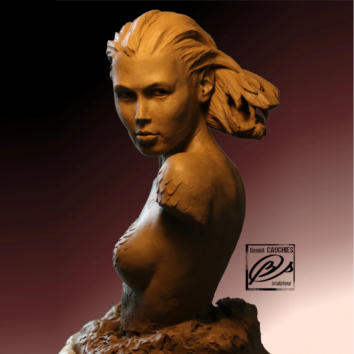 buste de femme méduse sculptée par Benoit Cauchies